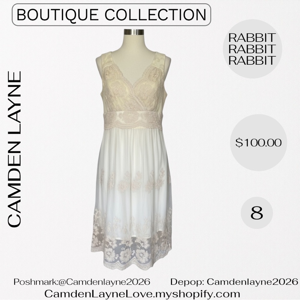 Rabbit Rabbit Rabbit Cream Lace MIDI Dress - Picture 8 of 14